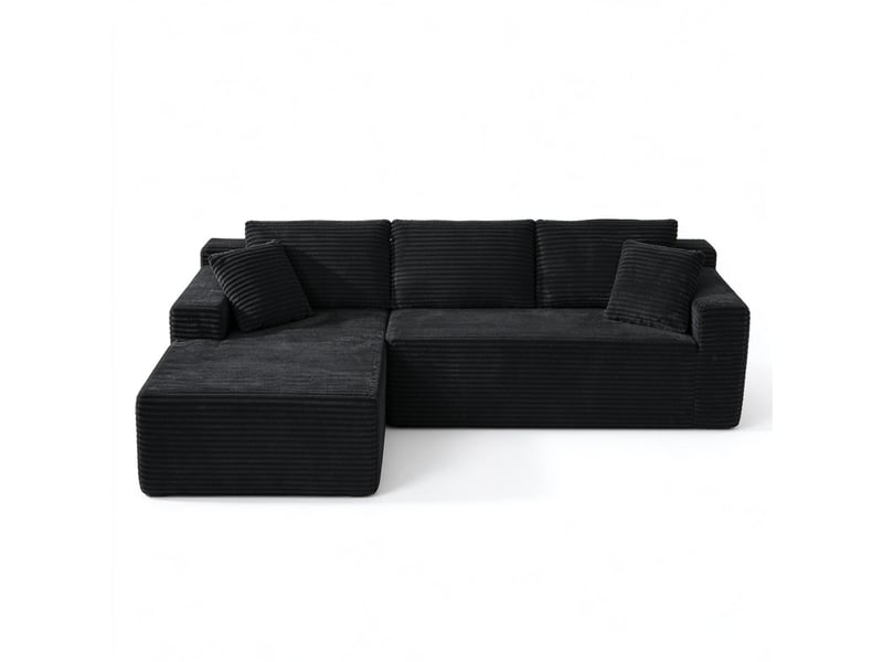  Canapé modulable 4 places canapé d'angle en l noir avec méridienne surdimensionnée  - Conforama A