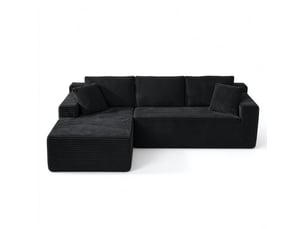 Canapé droit fixe 4 places Tissu noir