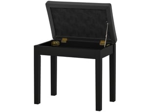 Banquette de piano avec rangement, pieds en bois, similicuir noir, 55 x 34 x 50 cm