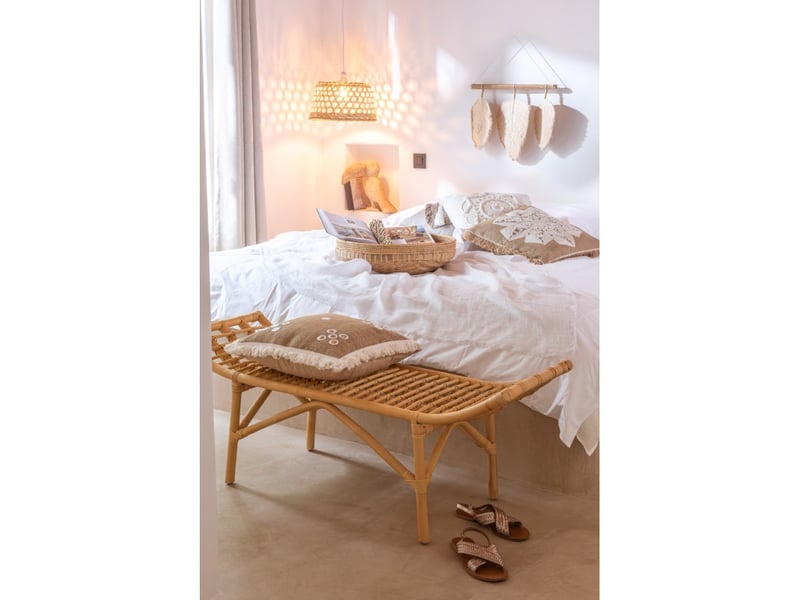  Coussin avec motif fleur en jute naturel l.49cm - coussin d'extérieur  - Conforama E