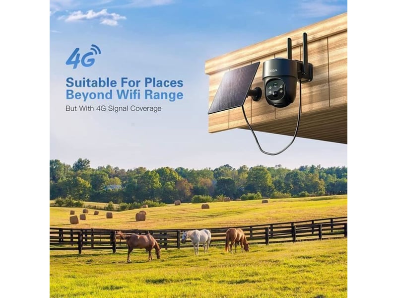  Camera surveillance solaire 4g lte 2k noire vision nocturne pir audio bidirectionnel  - Conforama B