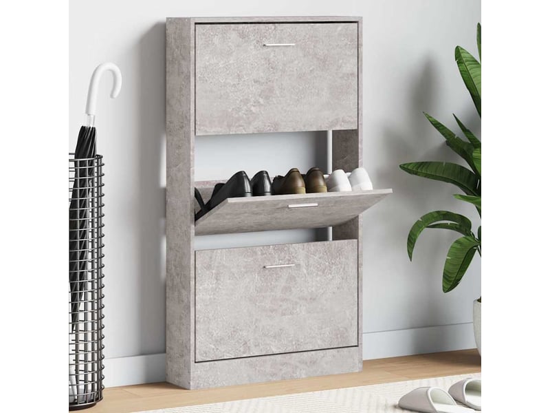  Meuble à chaussure, armoire à chaussures gris béton 59x17x108 cm bois d'ingénierie  - Conforama B