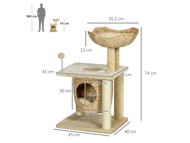  74 cm avec niche, plateforme et griffoirs beige chicfurn  - Conforama E