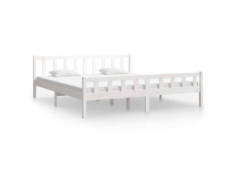  Lit double- lit adulte -  cadre de lit sans matelas blanc bois massif 160x200 cm  - Conforama A