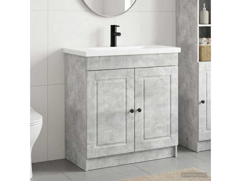 Ensemble de mobilier de salle de bain gris béton shl1022 - Conforama B