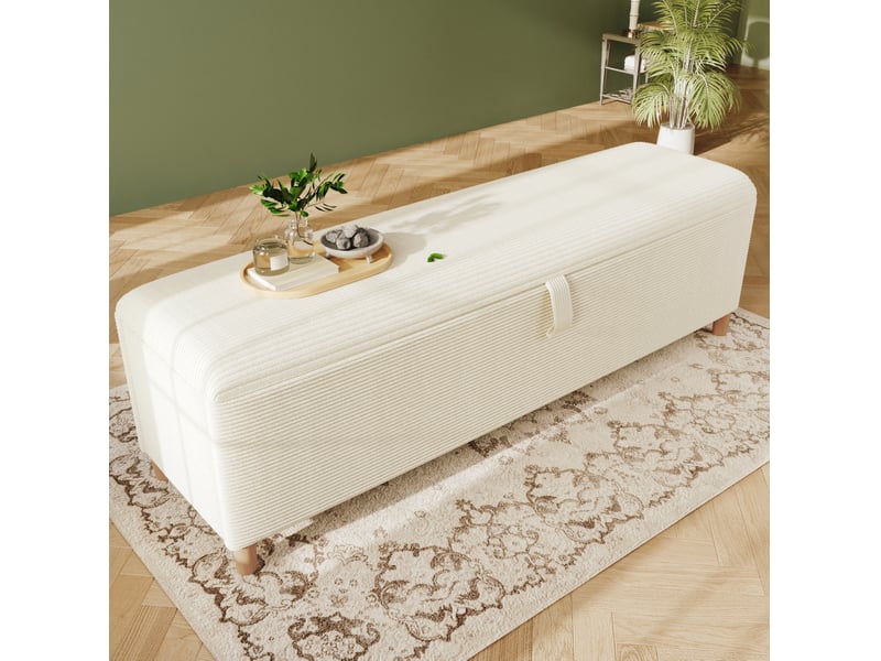 Banc de lit coffre hydraulique 165 cm beige homvra  - Conforama D