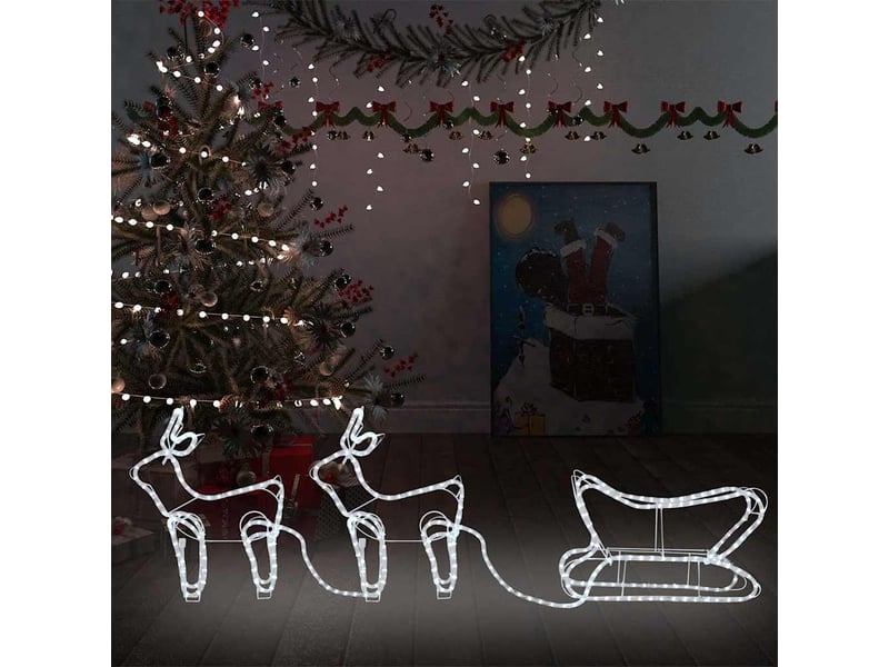  Décoration de noël d'extérieur renne et traîneau 576 led  - Conforama B