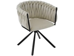 Lot de 6 chaises de salle à manger en velours, avec accoudoirs, pivotantes, pieds en métal, moderne, beige+noir