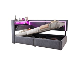 Lit simple 90x200 cm coloris gris