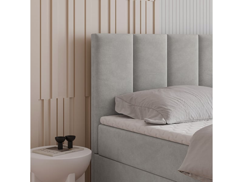 Boxspring meril 200x200 cm, lit complet avec matelas, gris - Conforama D