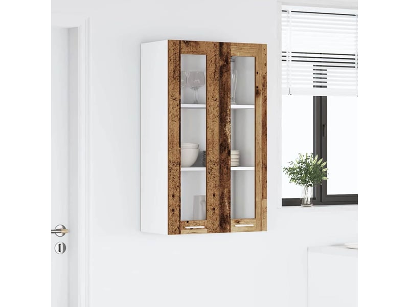 Meuble de rangement cuisine, armoire suspendue bois ancien 60x31x100cm shl7669 - Conforama D