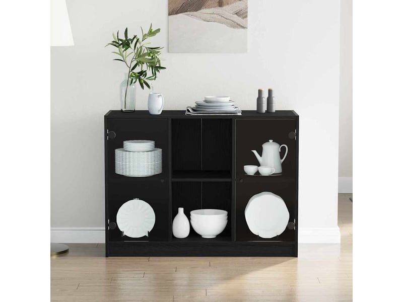  Buffet - bahut - meuble de rangement chêne noir 100 x 37 x 75.5 cm  - Conforama D