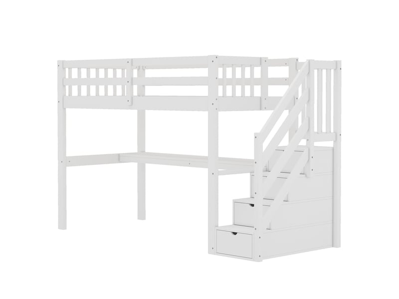  Lit mezzanine enfant avec bureau et tiroirs de rangement, blanc, 90x200 cm  - Conforama D