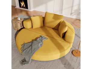 Canapé‑lit ovale modulable sans structure 173 x 176 cm, autoportant, revêtement velours côtelé, livré avec coussins, canapé‑lit pliable multifonction
