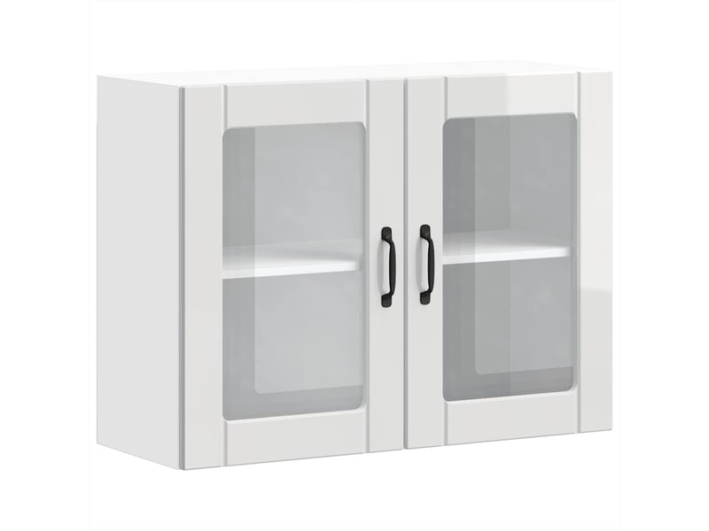  Armoire murale de cuisine avec porte vitrée bois d'ingénierie blanc brillant shl2095  - Conforama A