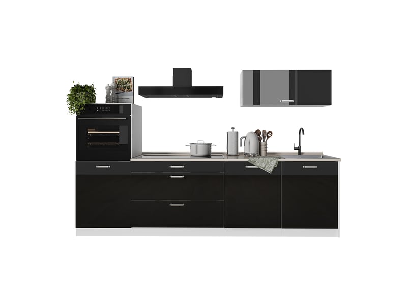  Vicco cuisine, noir haute brillanceblanc, 280cm sans plan de travail  - Conforama E