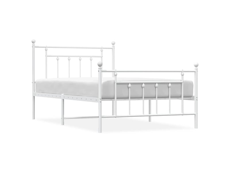  Lit simple- lit adulte -  cadre de lit métal sans matelas et pied de lit blanc 100x200 cm  - Conforama A