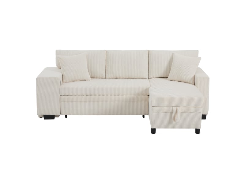  Canapé d'angle convertible modenvie 3 places velours côtelé beige rangement usb type-c 231 x 131,5 x 84 cm  - Conforama A