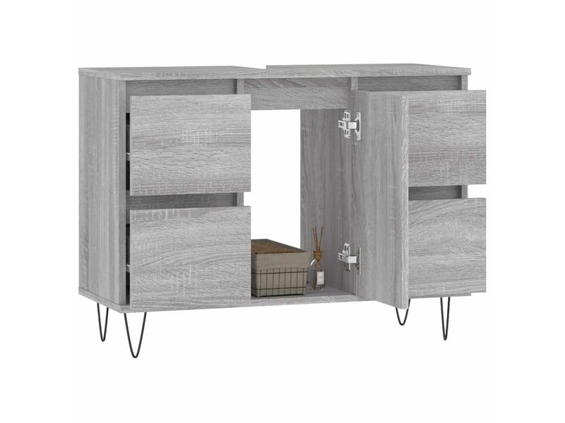  Meuble salle de bain rangement, commode sonoma gris 80x33x60 cm bois d'ingénierie shl6919  - Conforama C