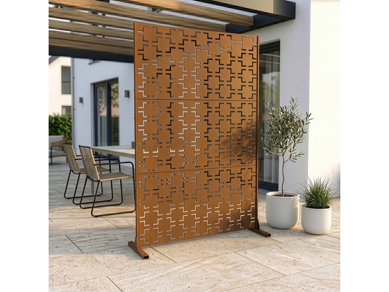  Cloison de séparation basciano pour extérieur et intérieur acier galvanisé 180 x 120 x 40 cm marron casa.pro Basciano - Conforama C