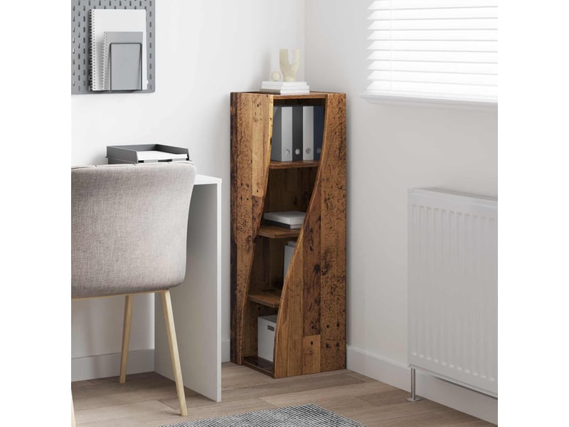  Meuble d'angle, meuble de rangement salon 32x32x102cm bois d'ingénierie bois ancien  - Conforama D