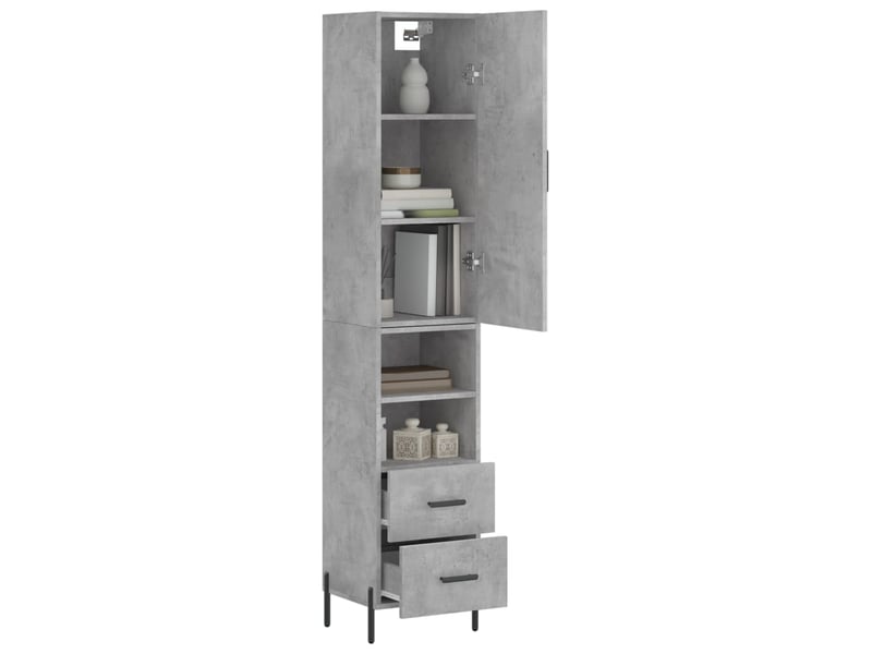  Buffet haut - bahut - meuble de rangement gris béton 34,5x34x180 cm bois d'ingénierie  - Conforama C