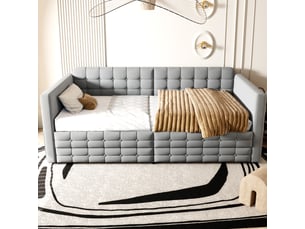 Lit banquette 90x190 cm ZOVIRA coloris gris