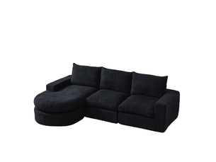 Canapé d'angle tcqpz modulable 3 places avec méridienne réversible 250 x 160 x 80 cm chenille noir