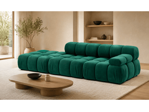 Canapé modulable 3 places avec pouf VENUS – velours vert – 282 cm