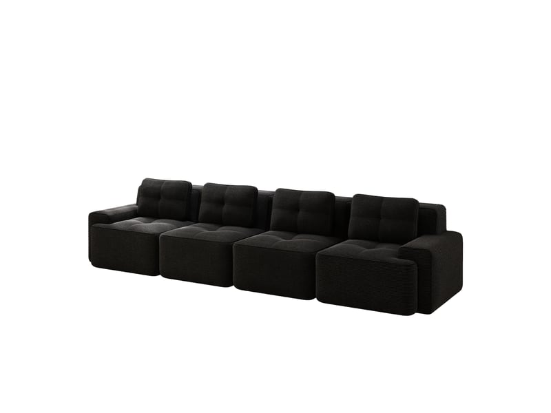  Canapé modulable, canapé 4 places – en velours côtelé, style cloud, sans cadre, base antidérapante, noir, sans montage  - Conforama E