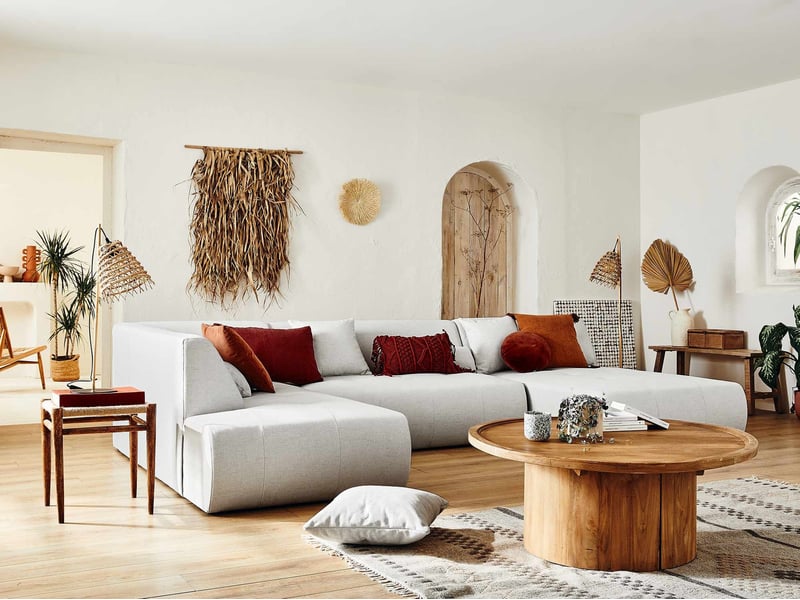  Onyx - canapé modulable panoramique d'angle gauche 7 places - en tissu - lisa design - gris clair ONYX - Conforama B