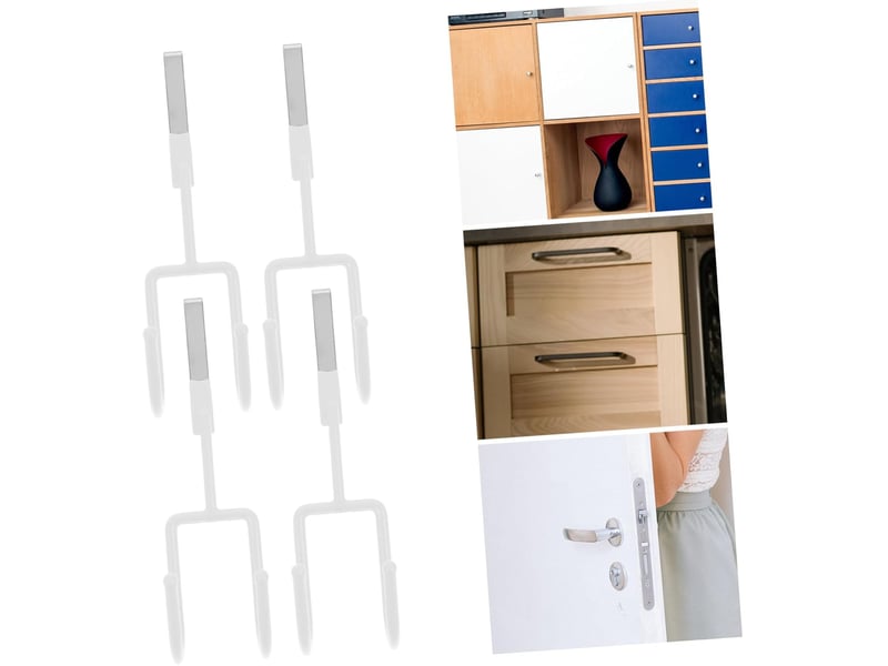  4pièces crochet de porte sans perçage pour suspendre manteaux sacs vêtements chapeaux écharpes sur armoire placard, blanc  - Conforama D