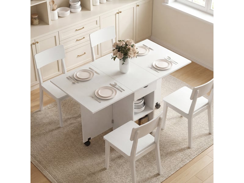  Table à manger pliante, table de cuisine extensible pour 2 à 4 personnes, 2 abattants, 120 x 72 x 75 cm, blanc  - Conforama B