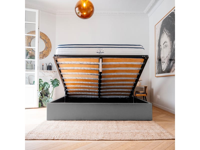  Lit coffre 180x200cm - anthracite - collection emma - morphea  - Conforama C