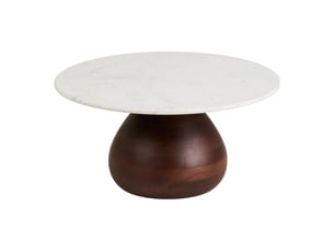 Table basse heide en bois de manguier et marbre blanc ø70 cm
