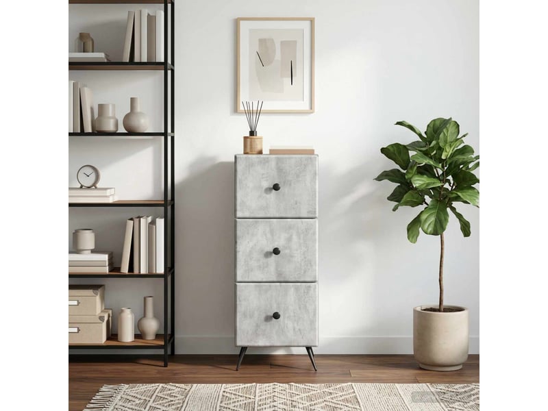 Armoire de rangement bureau, armoire à tiroirs gris béton 33 x 34,5 x 90 cm shl2339 - Conforama D