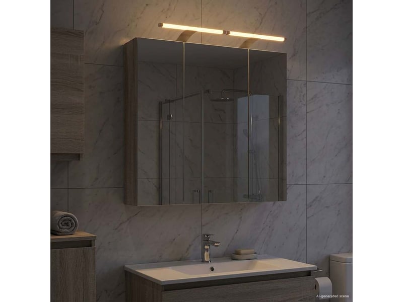 Armoire miroir de salle de bain, cabinet de salle de bain gris sonoma 70 x 14,5 x 70 cm cf65173 - Conforama D