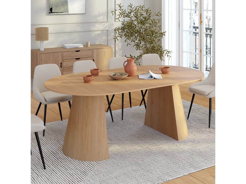 Table à manger ronde extensible angele 4-10 personnes bois effet hêtre 110-200 cm - Conforama B