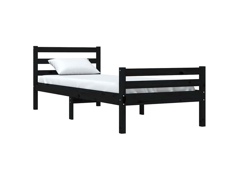  Lit simple- lit adulte -  cadre de lit sans matelas noir bois massif 100x200 cm  - Conforama B