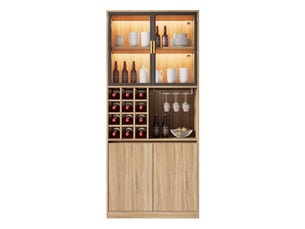 Vitrine 80x40x180 cm portes vitrées éclairage led mdf naturel