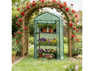 Serre de jardin - imperméable - structure robuste - métalpolyéthylène - vert - pour jardin et extérieur