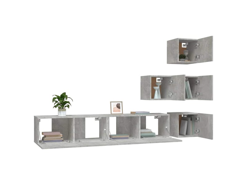  Meuble tv - banc tv - meuble de rangement mural gris béton bois d'ingénierie  - Conforama D