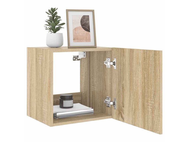  Lot de 2 meuble tv mural avec lumières led chêne sonoma 40,5x35x40 cm  - Conforama E
