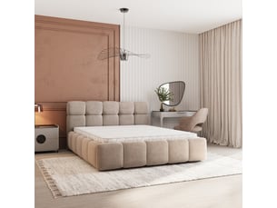 Lit coffre 180x200 cm <strong>MASSENO</strong> <strong></strong> coloris beige