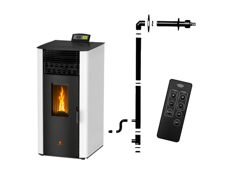  Poêle à granulés étanche emma 15 kw + kit conduit ventouse - blanc  - Conforama A