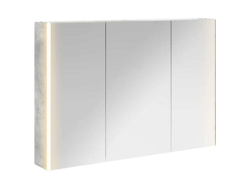  Armoire miroir salle de bain, meuble de rangement gris béton 103.5x15.5x70 cm  - Conforama A