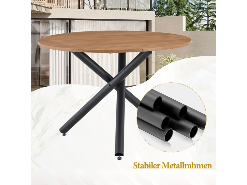  Table d'appoint ronde avec 3 pieds croisés en métal, plateau mdf, pour salon, chambre et entrée, 122×68,5×17,5 cm  - Conforama E