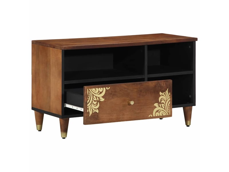  Meuble tv - banc tv - meuble de rangement marron miel 80 x 33 x 46 cm bois de mangue massif  - Conforama A
