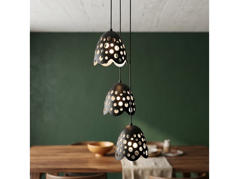 Suspension design luna en métal ajouré - noir  - Conforama B