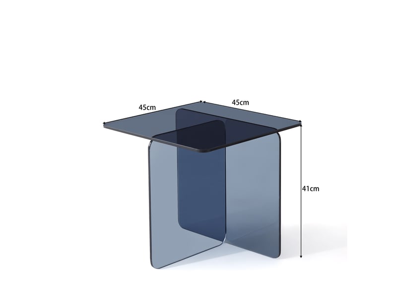  Table d'appoint polyvalente 45x45x41 cm en verre trempé gris  - Conforama E
